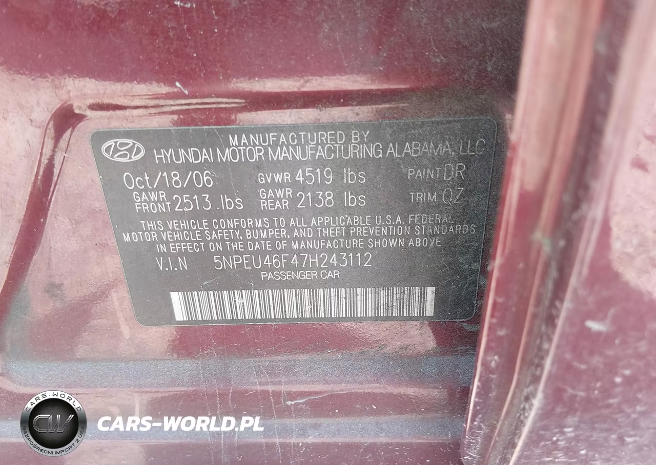 2007 Hyundai Sonata Limited-Se V6 VIN:5NPEU46F47H243112 - 9