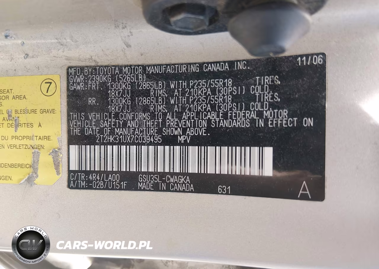 2007 Lexus Rx 350 VIN:2T2HK31UX7C039495 - 9
