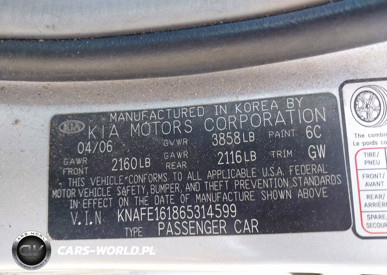 2006 Kia Spectra5 VIN:KNAFE161865314599 - 9