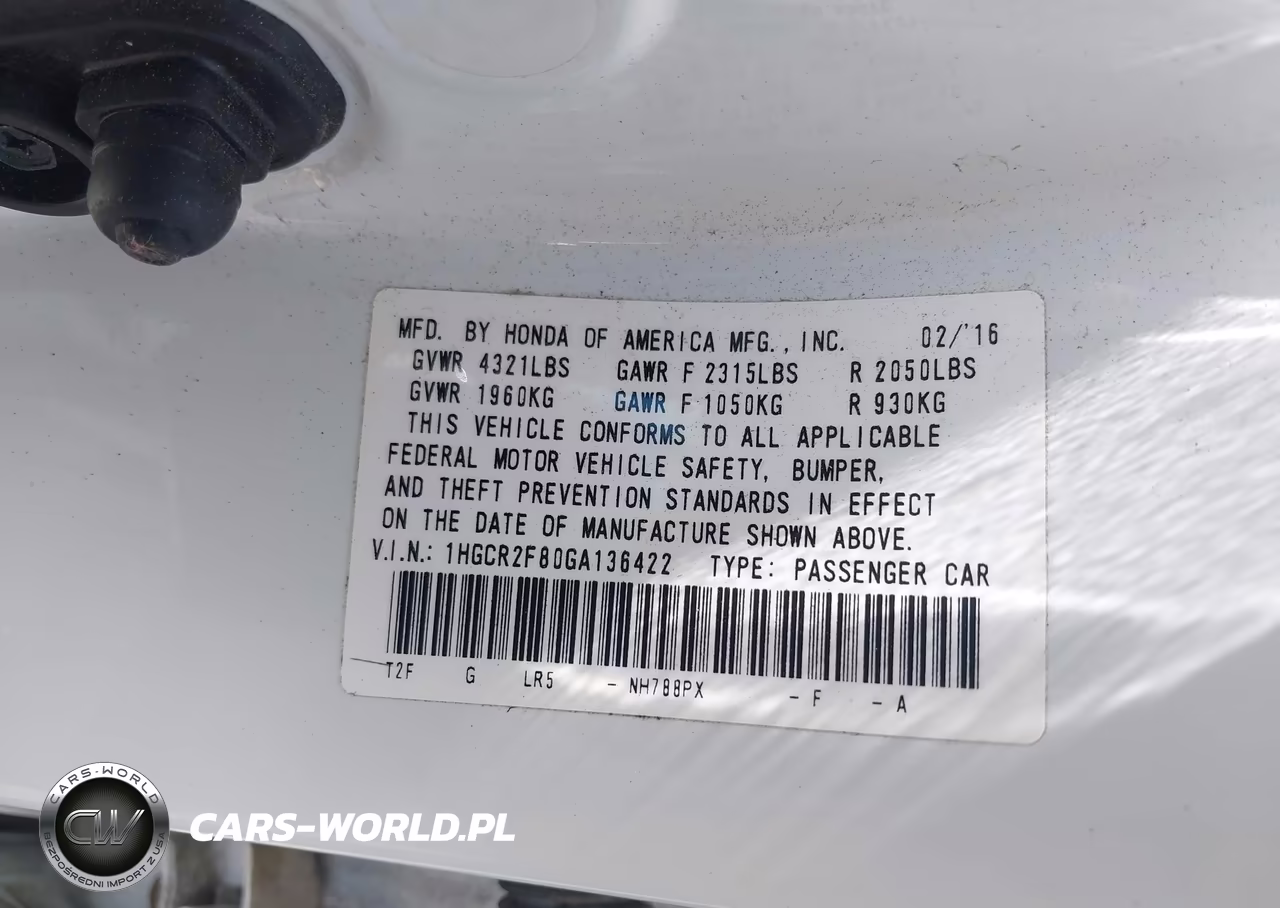 2016 Honda Accord Ex-L VIN:1HGCR2F80GA136422 - 9