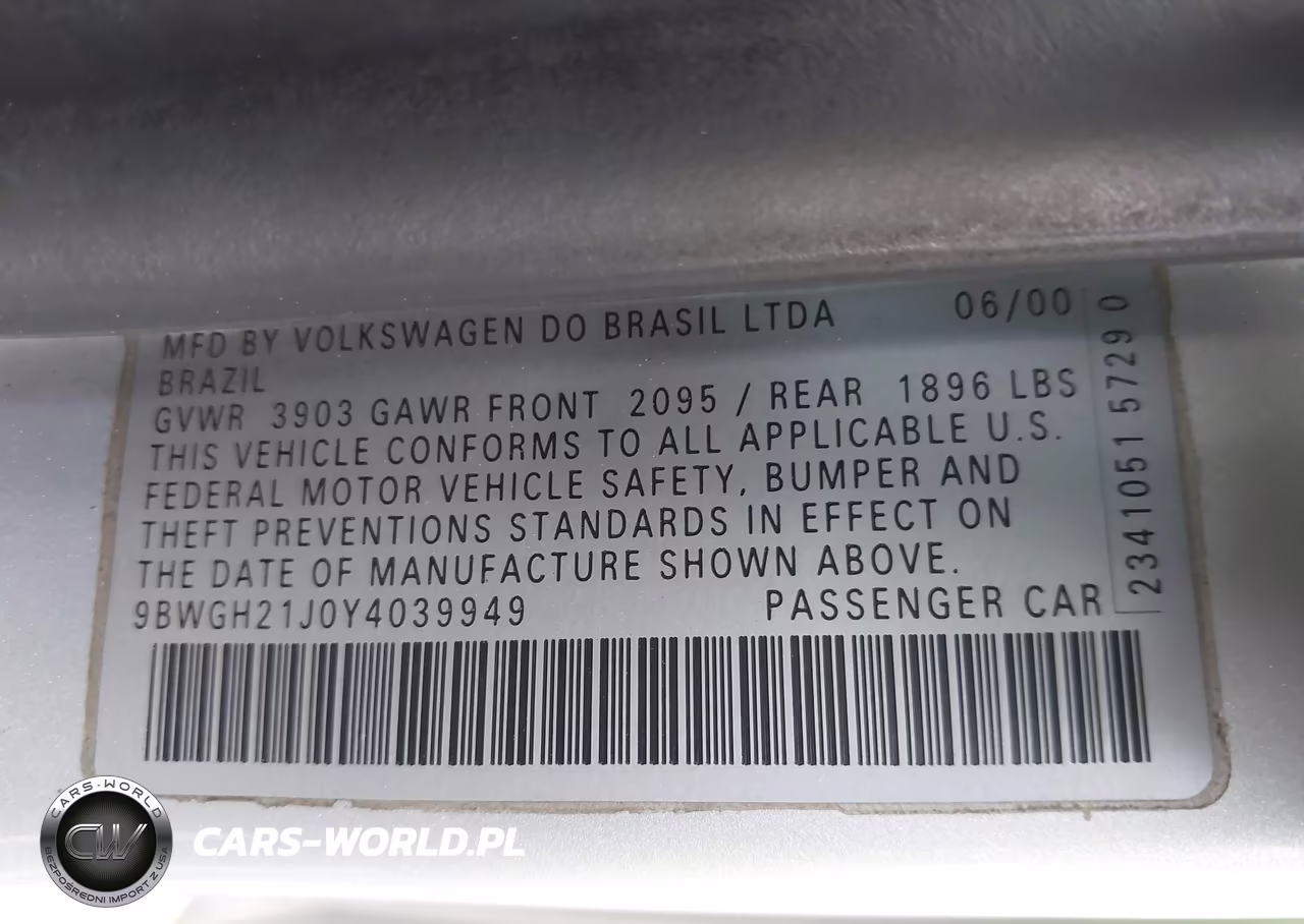 2000 Volkswagen Golf Gls 1.8L Turbo VIN:9BWGH21J0Y4039949 - 9