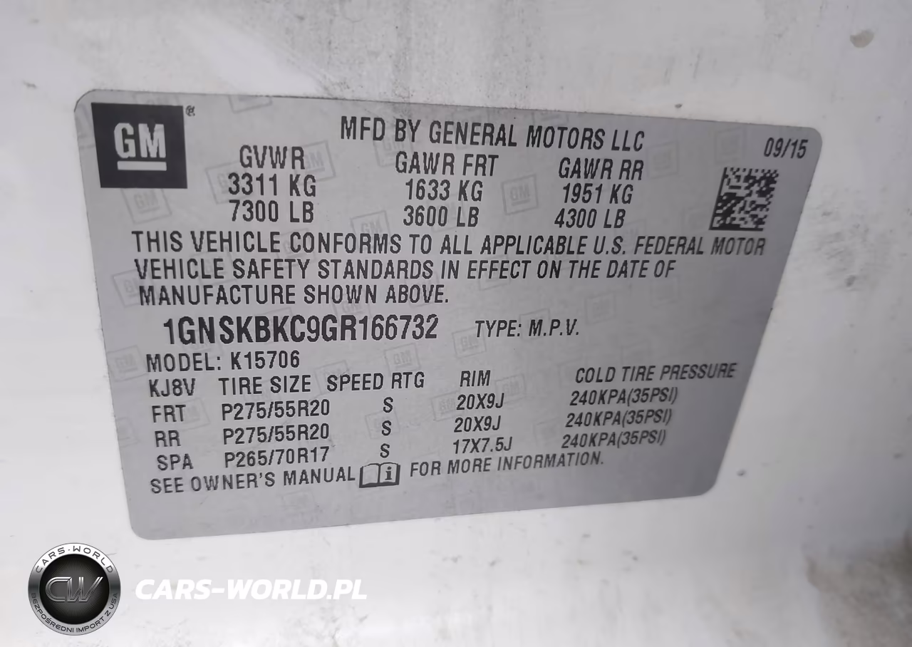 2016 Chevrolet Tahoe Lt VIN:1GNSKBKC9GR166732 - 9