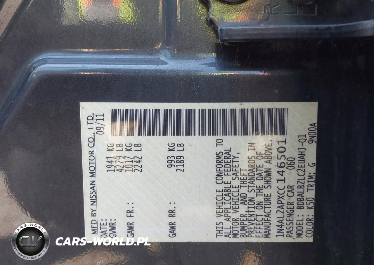 2012 Nissan Altima 2.5 S VIN:1N4AL2APXCC146501 - 9