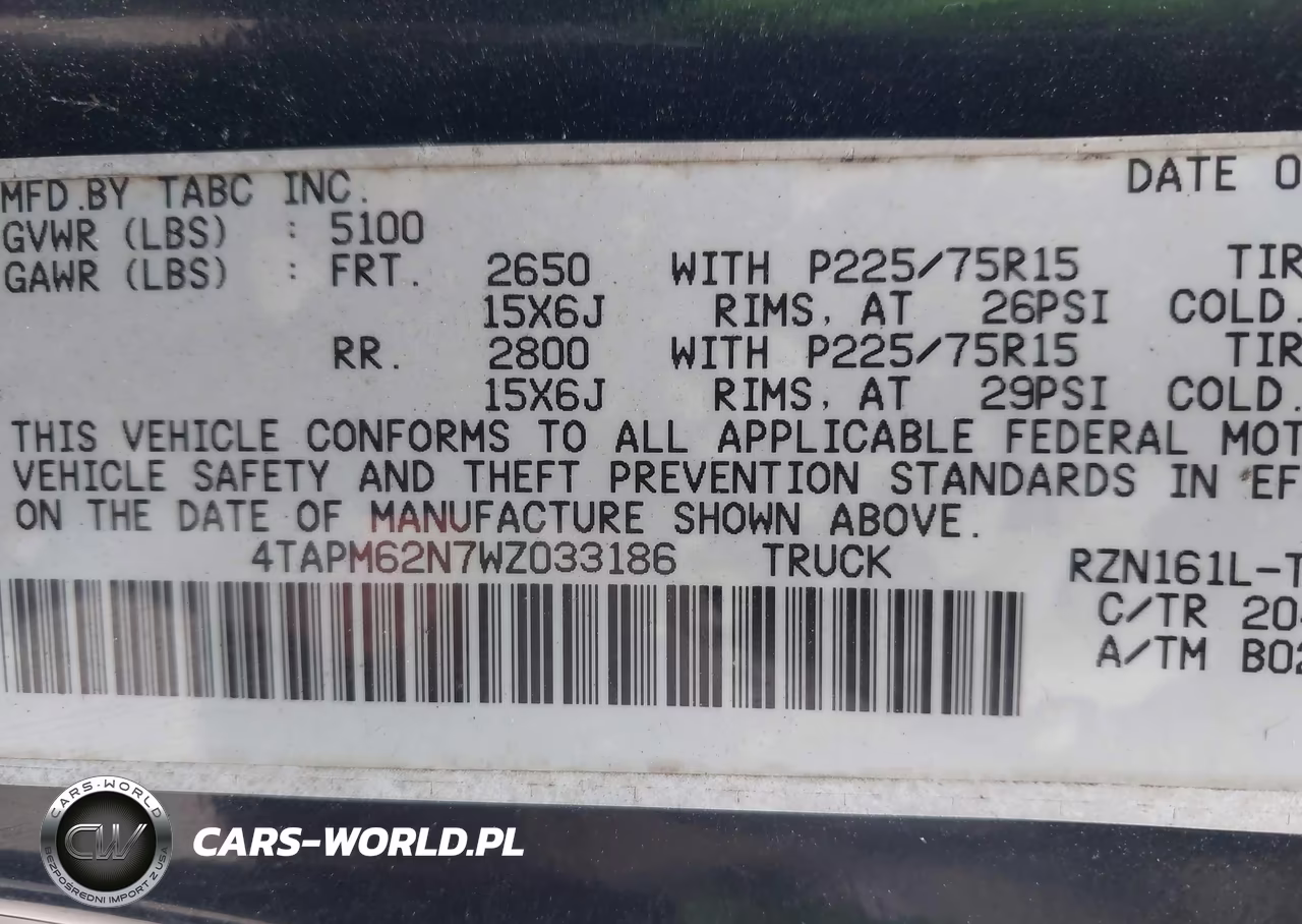 1998 Toyota Tacoma VIN:4TAPM62N7WZ033186 - 9