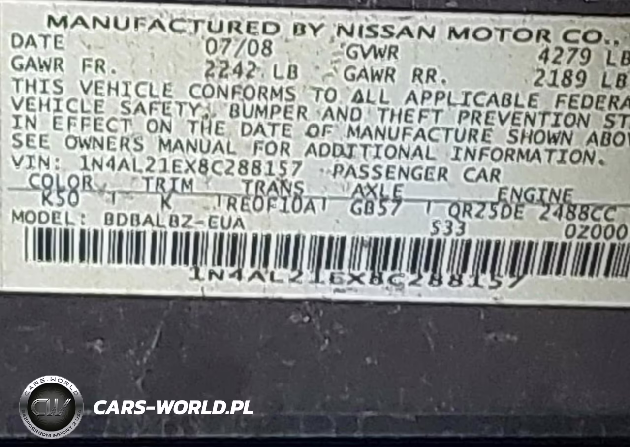 2008 Nissan Altima 2.5 S VIN:1N4AL21EX8C288157 - 9