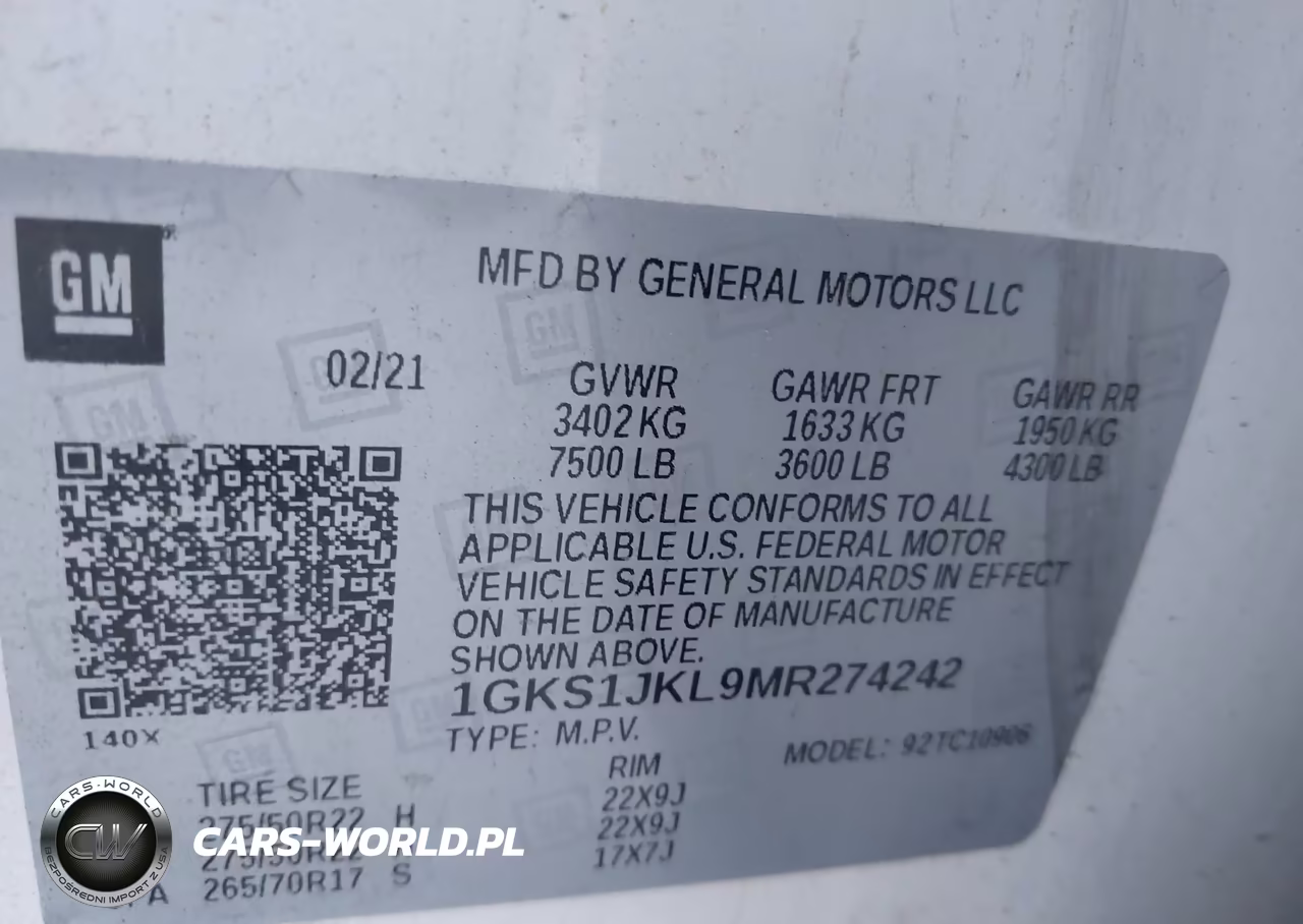 2021 GMC Yukon Xl 2Wd Denali VIN:1GKS1JKL9MR274242 - 9