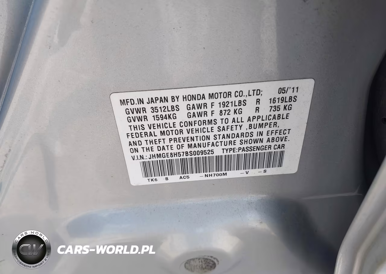 2011 Honda Fit Sport VIN:JHMGE8H57BS009525 - 9