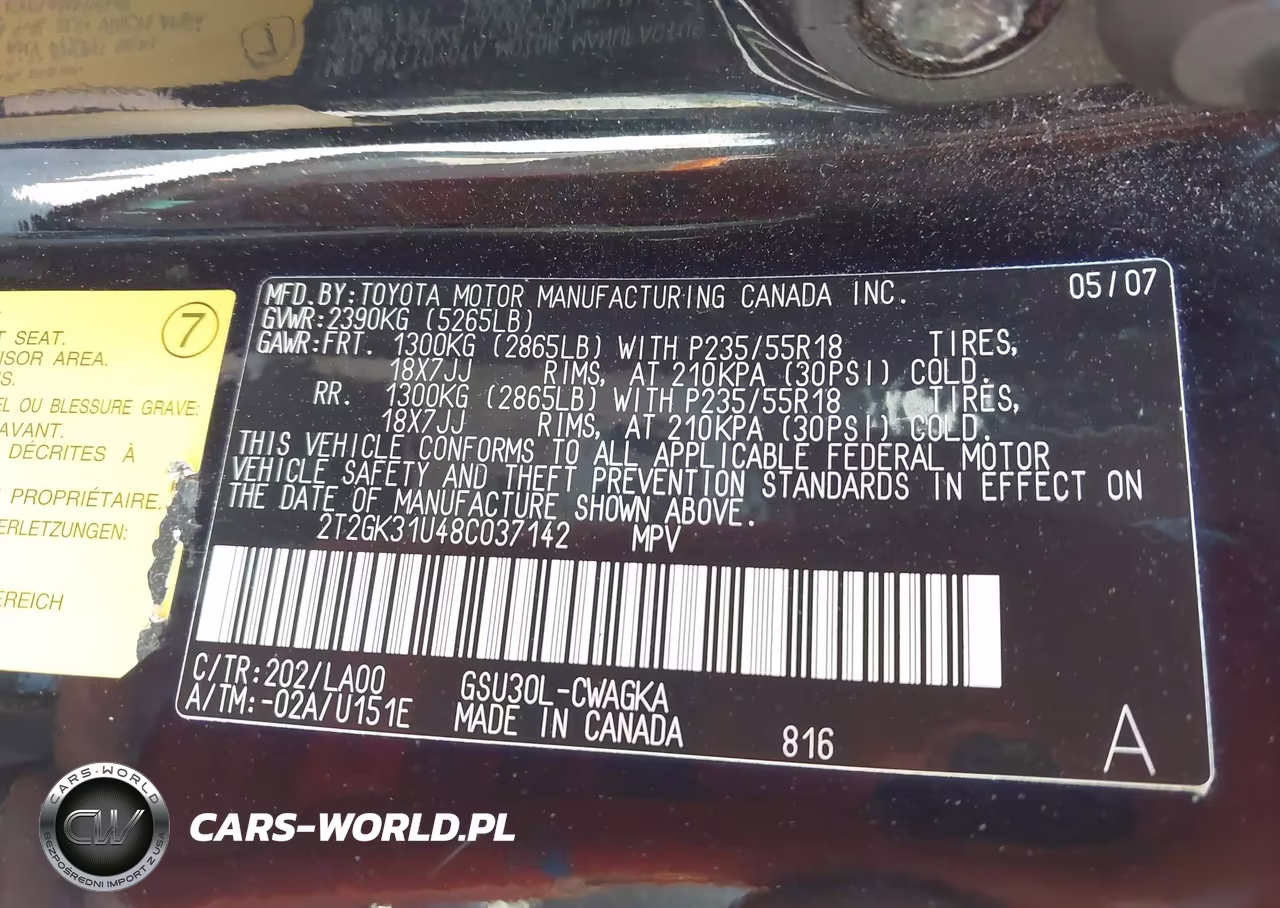 2008 Lexus Rx 350 VIN:2T2GK31U48C037142 - 9