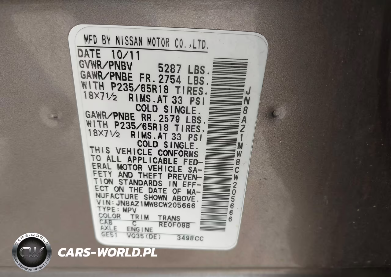 2012 Nissan Murano Sl VIN:JN8AZ1MW8CW205666 - 9