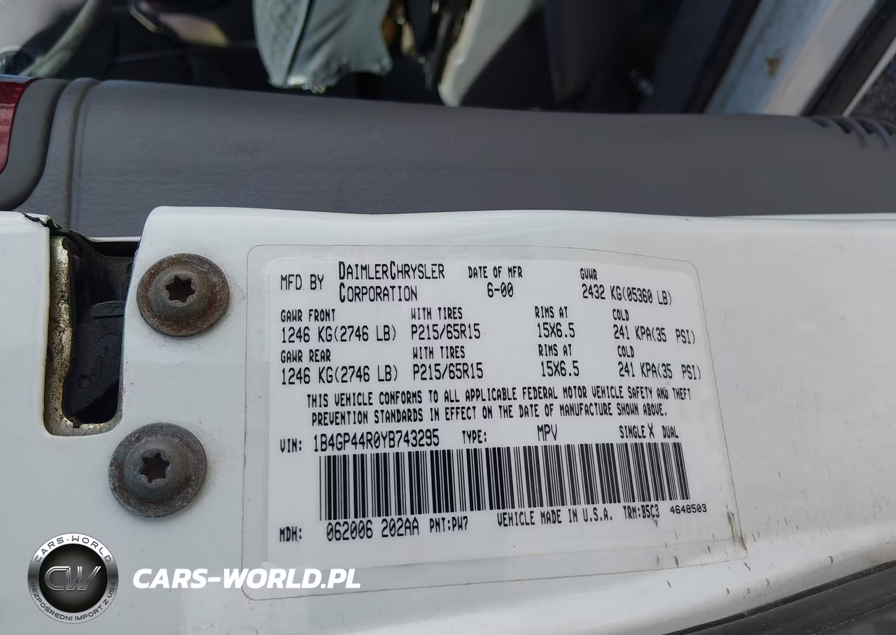 2000 Dodge Grand Caravan Se VIN:1B4GP44R0YB743295 - 9