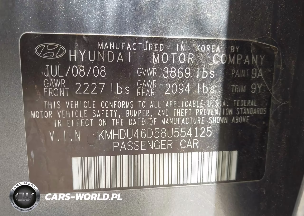 2008 Hyundai Elantra Gls-Se VIN:KMHDU46D58U554125 - 9