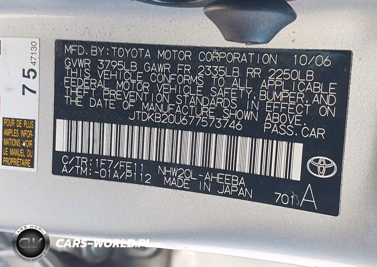 2007 Toyota Prius VIN:JTDKB20U677573746 - 9