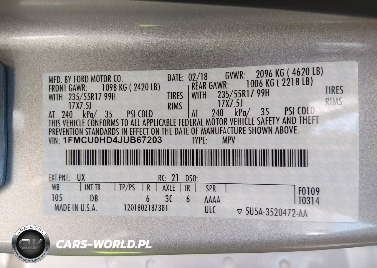 2018 Ford Escape Sel VIN:1FMCU0HD4JUB67203 - 9