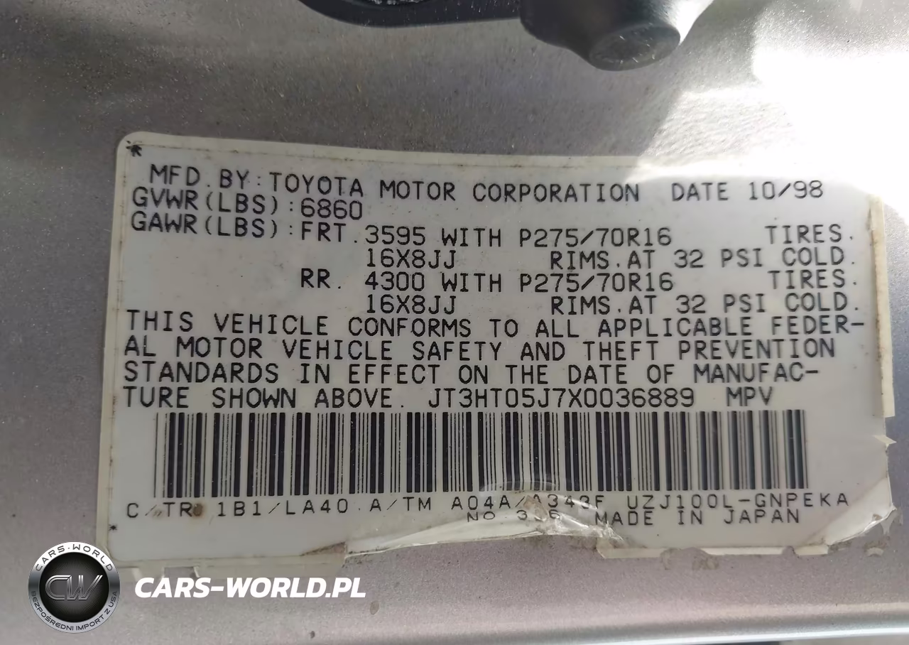 1999 Toyota Land Cruiser VIN:JT3HT05J7X0036889 - 9