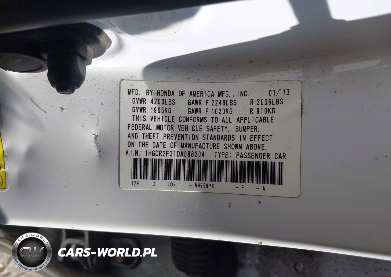 2013 Honda Accord Lx VIN:1HGCR2F31DA088204 - 9