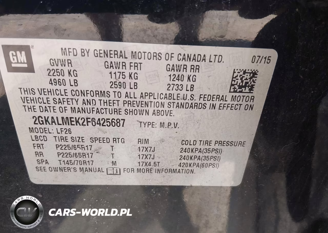 2015 GMC Terrain Sle-1 VIN:2GKALMEK2F6425687 - 9