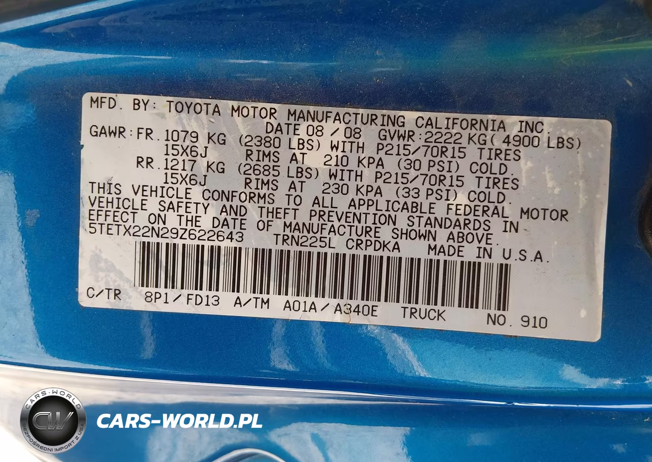 2009 Toyota Tacoma VIN:5TETX22N29Z622643 - 9