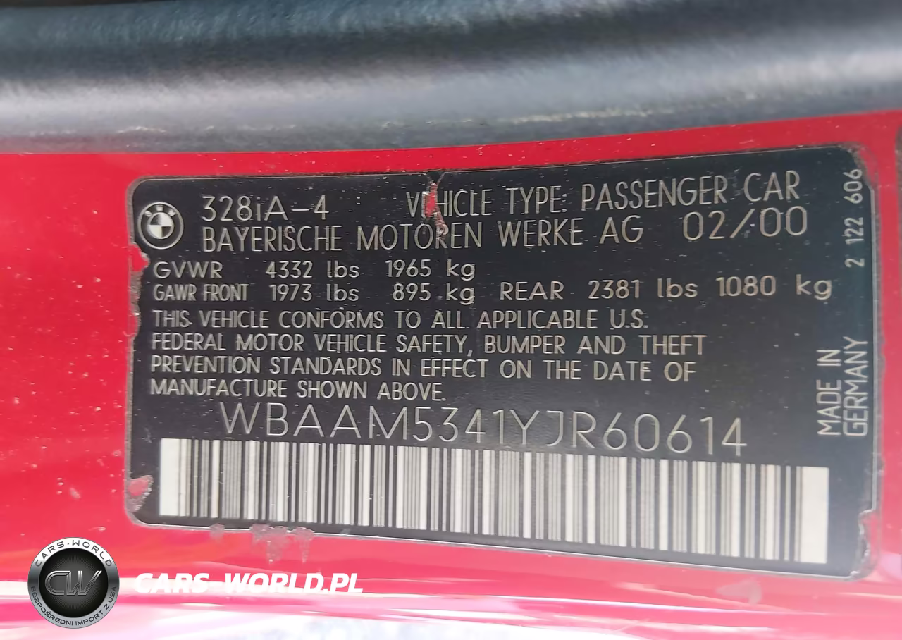 2000 BMW 328I VIN:WBAAM5341YJR60614 - 9