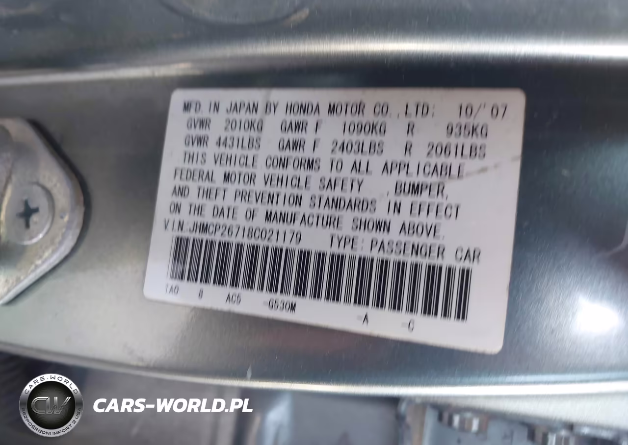 2008 Honda Accord 2.4 Ex VIN:JHMCP26718C021179 - 9