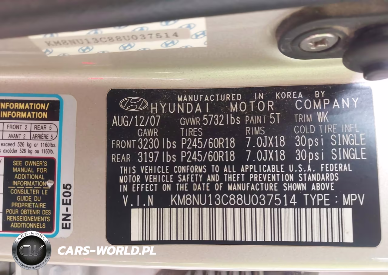 2008 Hyundai Veracruz Gls-Se-Limited VIN:KM8NU13C88U037514 - 9