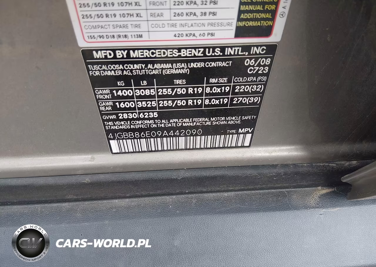 2009 Mercedes-Benz Ml 350 4Matic VIN:4JGBB86E09A442090 - 9