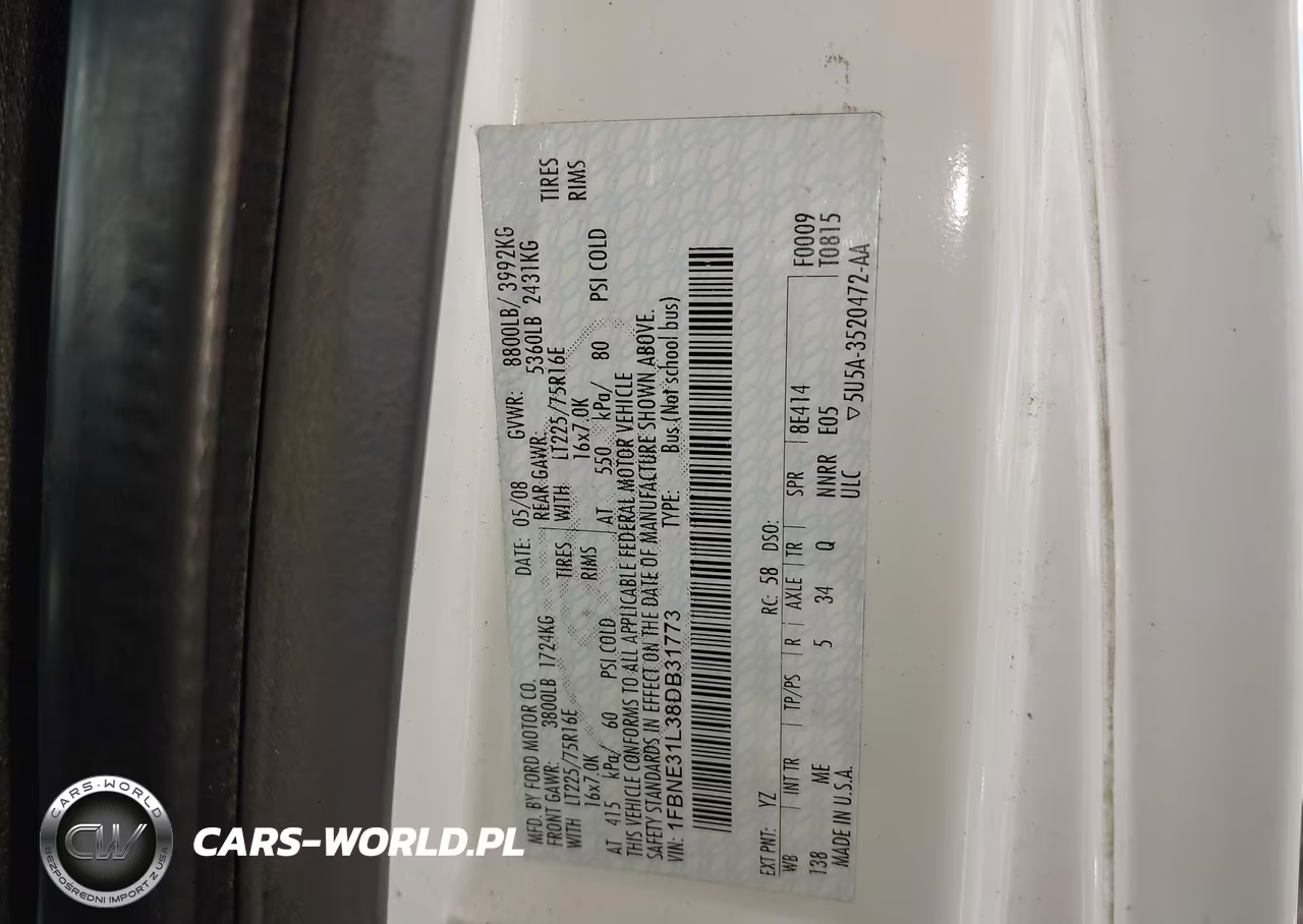 2008 Ford E-350 Super Duty Xl-Xlt VIN:1FBNE31L38DB31773 - 9