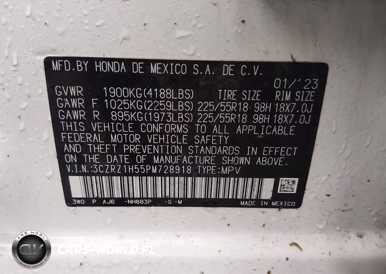 2023 Honda Hr-V 2Wd Sport VIN:3CZRZ1H55PM728918 - 9
