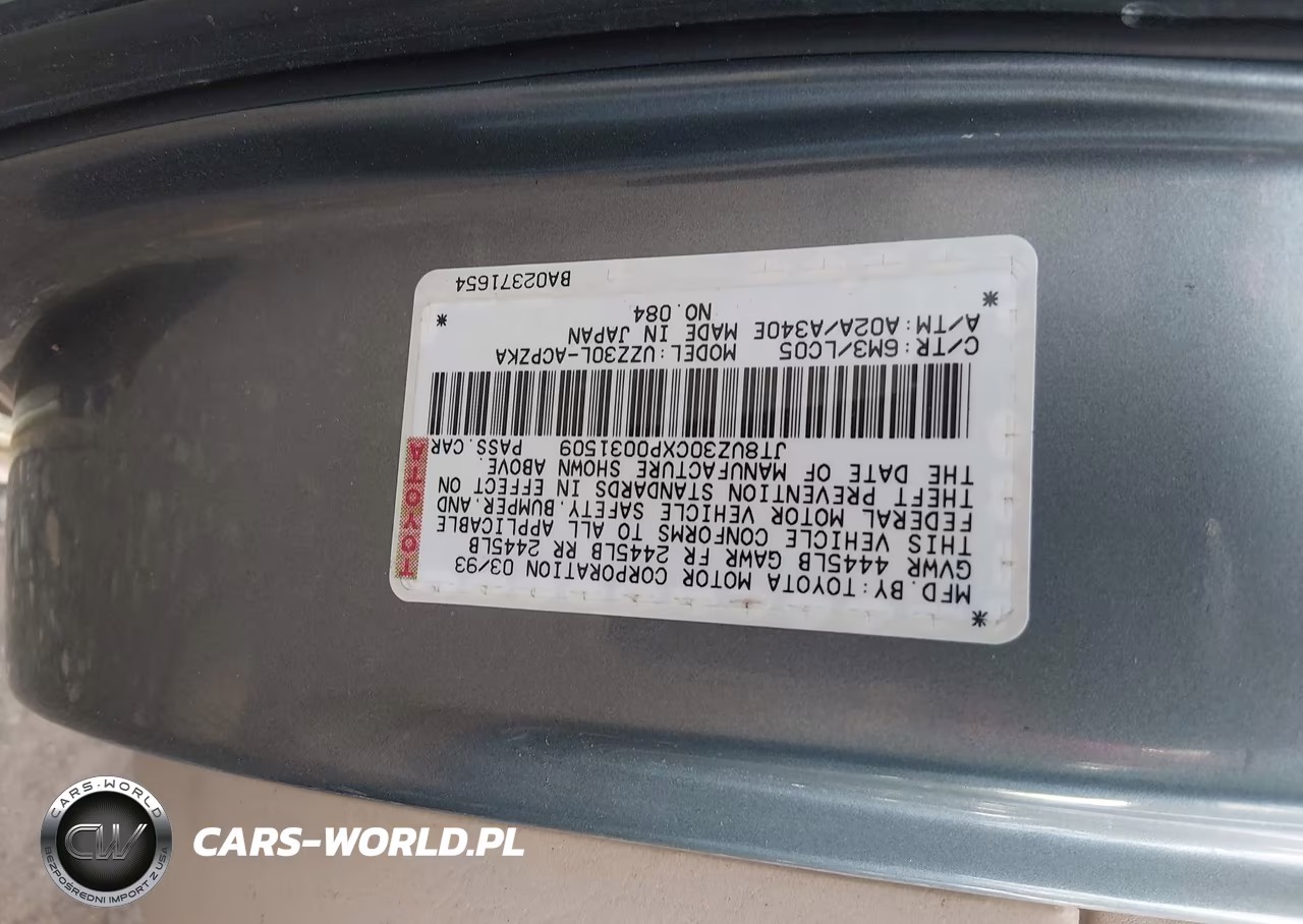 1993 Lexus Sc 400 VIN:JT8UZ30CXP0031509 - 9