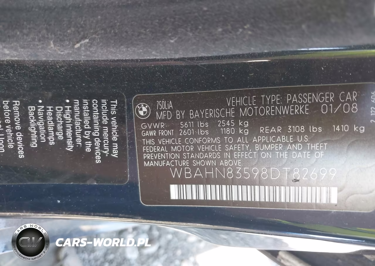 2008 BMW 750Li VIN:WBAHN83598DT82699 - 9