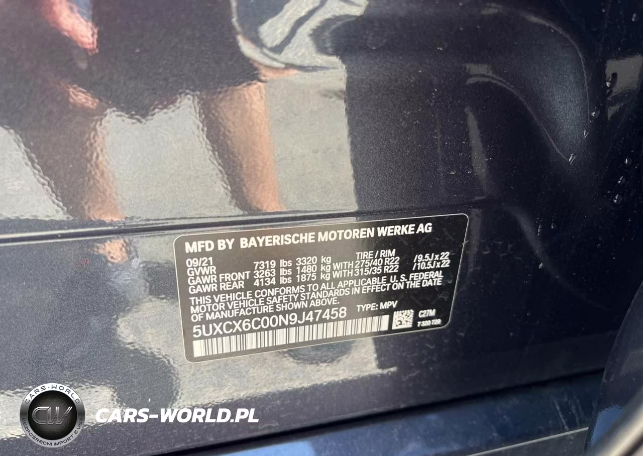 2022 BMW X7 M50I VIN:5UXCX6C00N9J47458 - 9