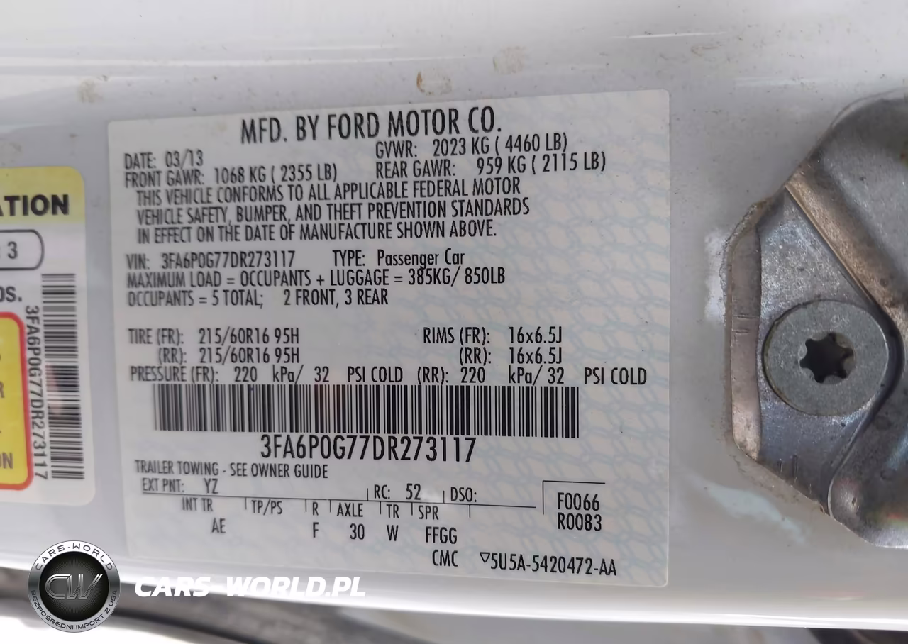 2013 Ford Fusion S VIN:3FA6P0G77DR273117 - 9