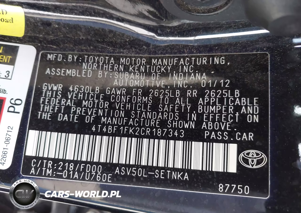 2012 Toyota Camry Le VIN:4T4BF1FK2CR187343 - 9
