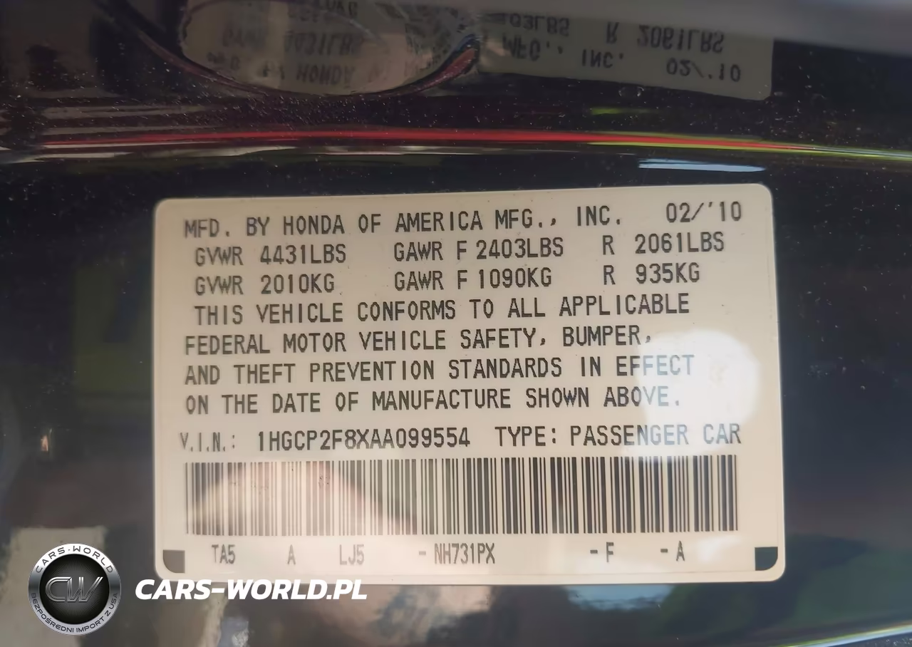 2010 Honda Accord 2.4 Ex-L VIN:1HGCP2F8XAA099554 - 9