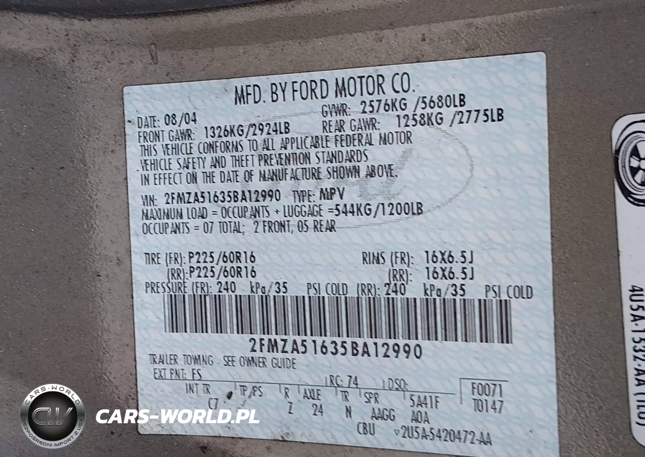 2005 Ford Freestar Se VIN:2FMZA51635BA12990 - 9