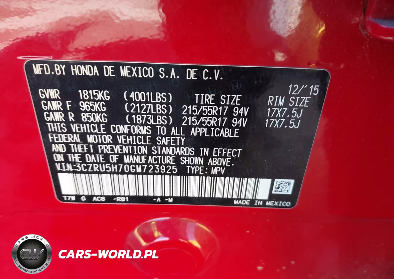 2016 Honda Hr-V Ex-L VIN:3CZRU5H70GM723925 - 9