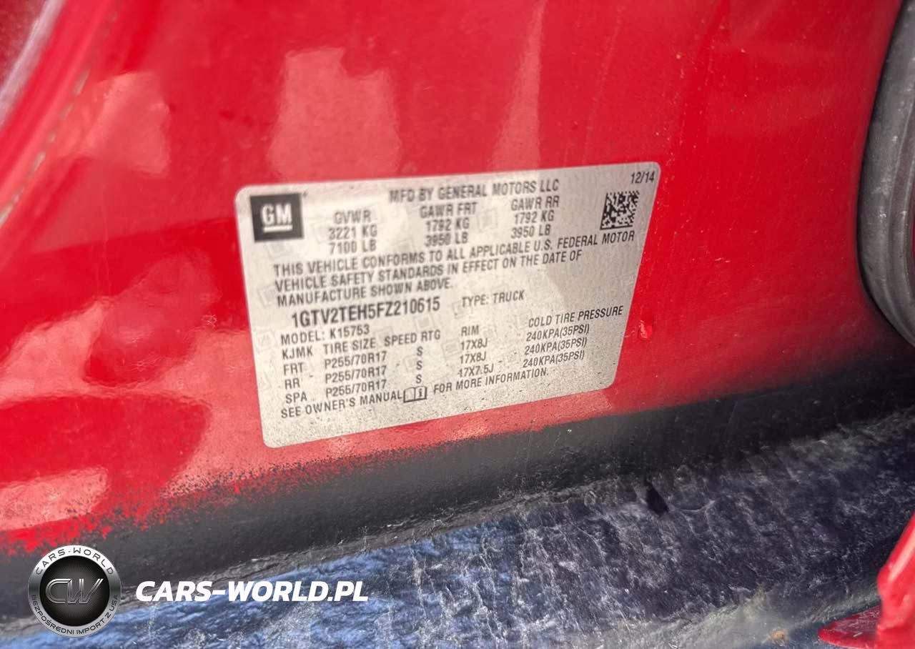 2015 GMC Sierra K1500 VIN:1GTV2TEH5FZ210615 - 9