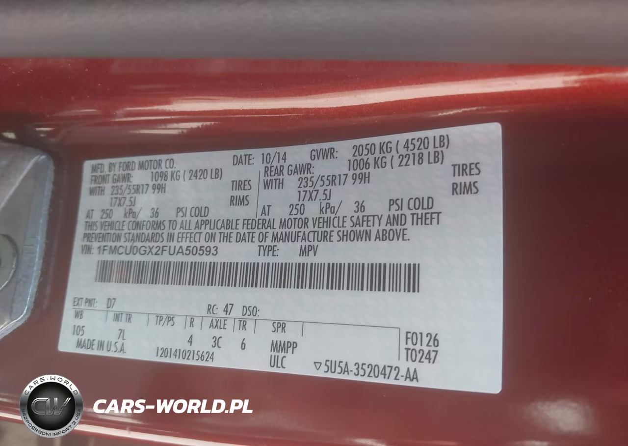 2015 Ford Escape Se VIN:1FMCU0GX2FUA50593 - 9