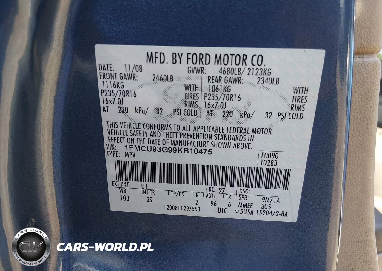 2009 Ford Escape Xlt VIN:1FMCU93G99KB10475 - 9