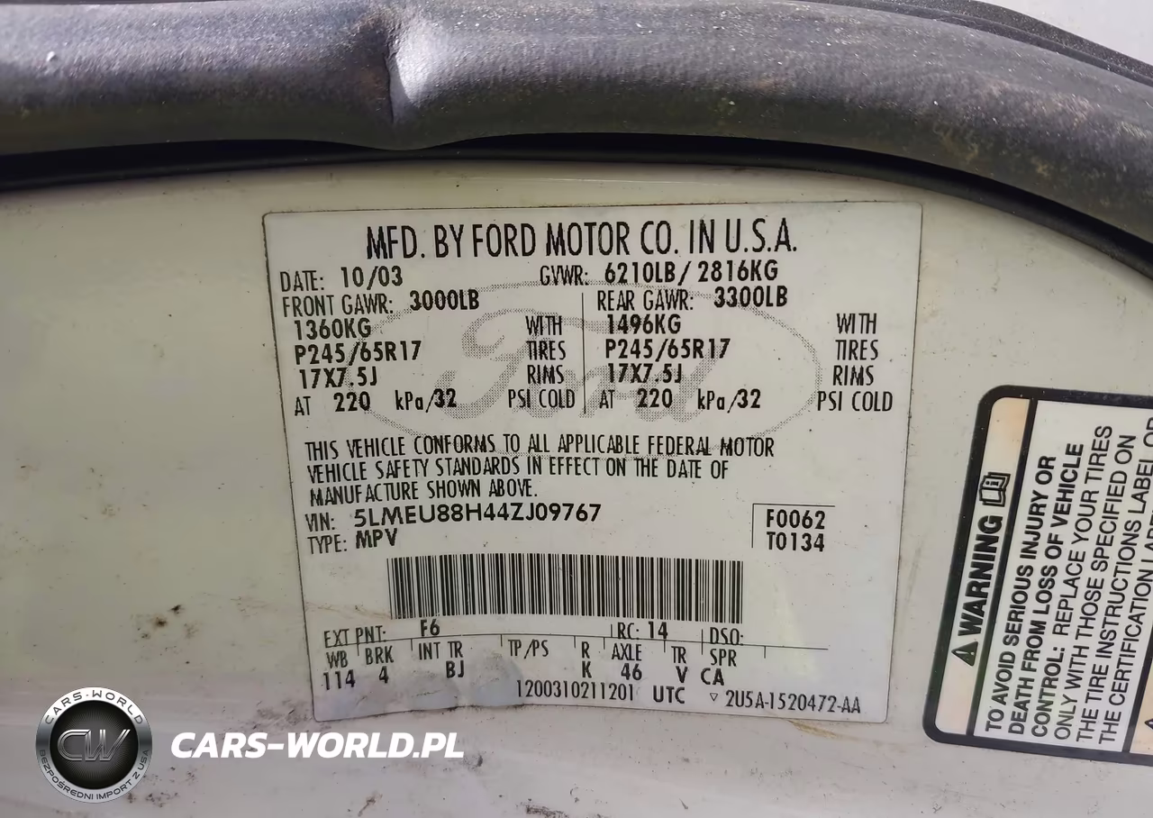 2004 Lincoln Aviator VIN:5LMEU88H44ZJ09767 - 9