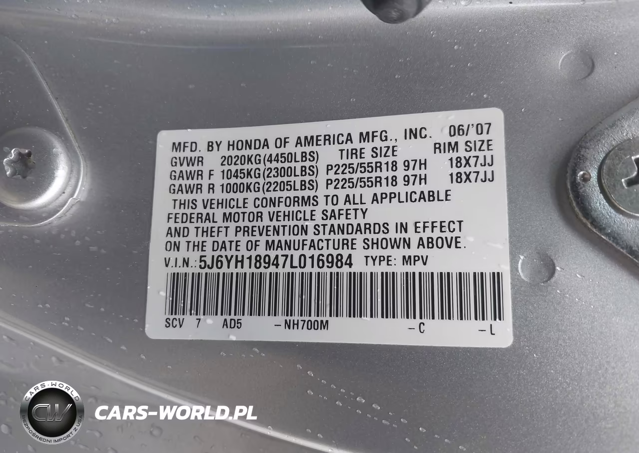 2007 Honda Element Sc VIN:5J6YH18947L016984 - 9