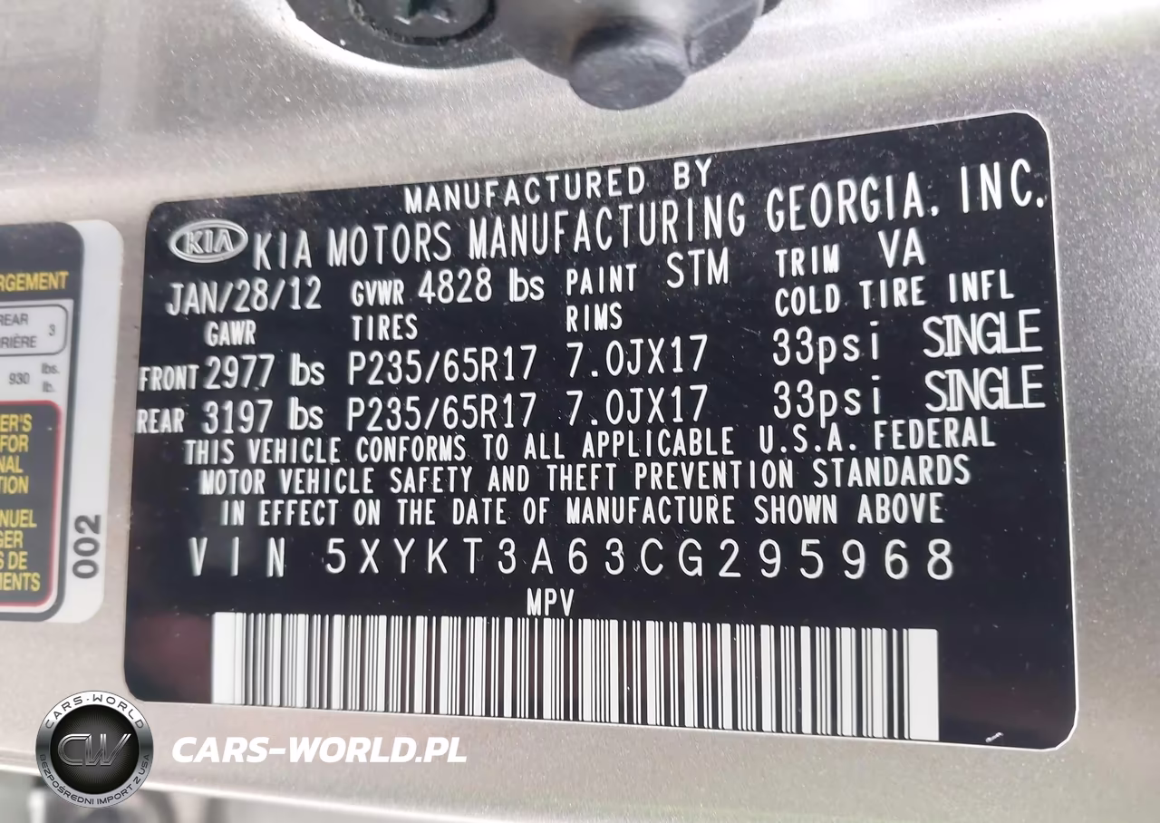 2012 Kia Sorento Lx VIN:5XYKT3A63CG295968 - 9