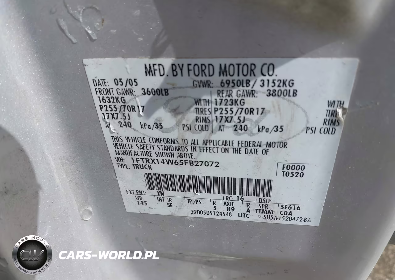 2005 Ford F-150 Stx-Xl-Xlt VIN:1FTRX14W65FB27072 - 9
