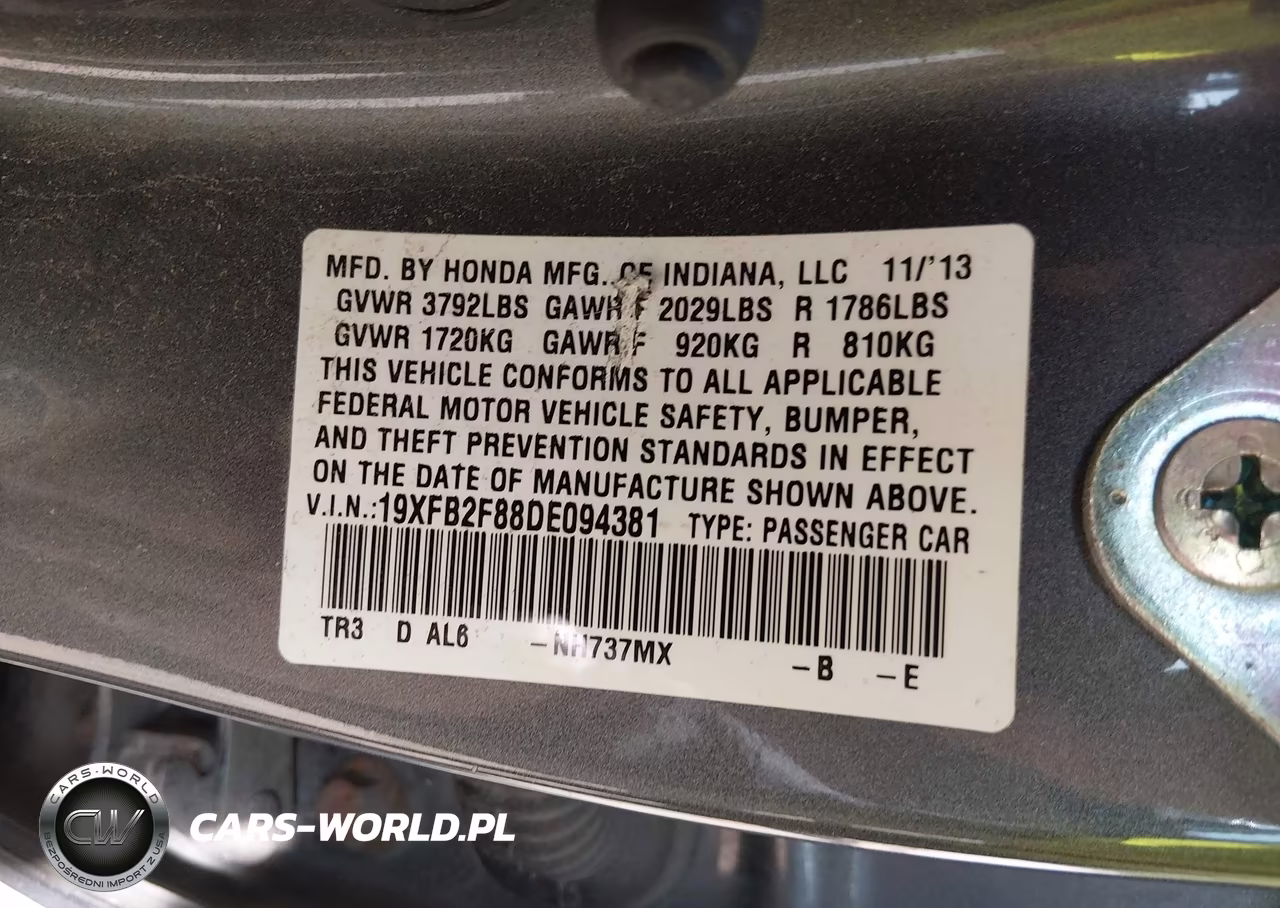2013 Honda Civic Ex VIN:19XFB2F88DE094381 - 9