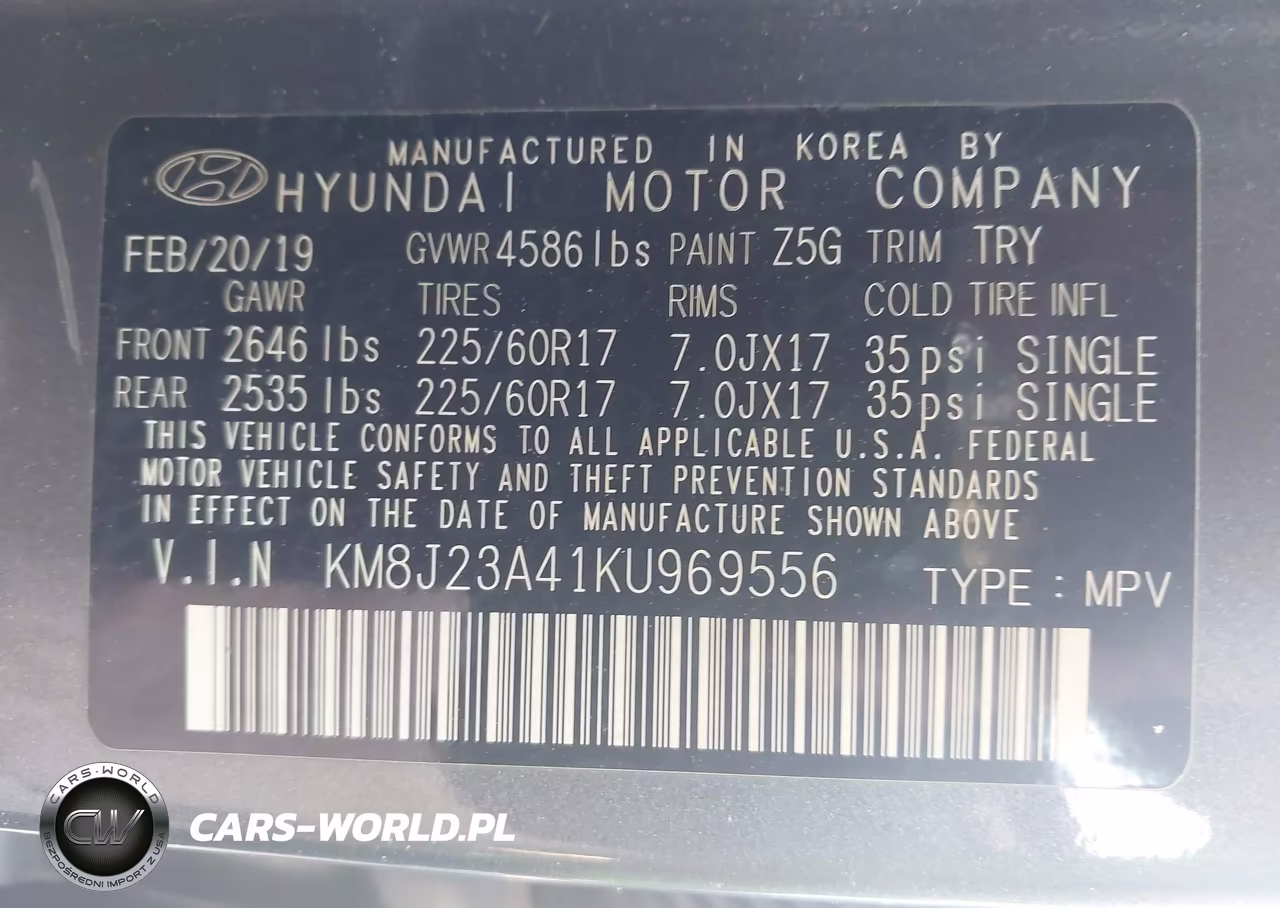 2019 Hyundai Tucson Se VIN:KM8J23A41KU969556 - 9
