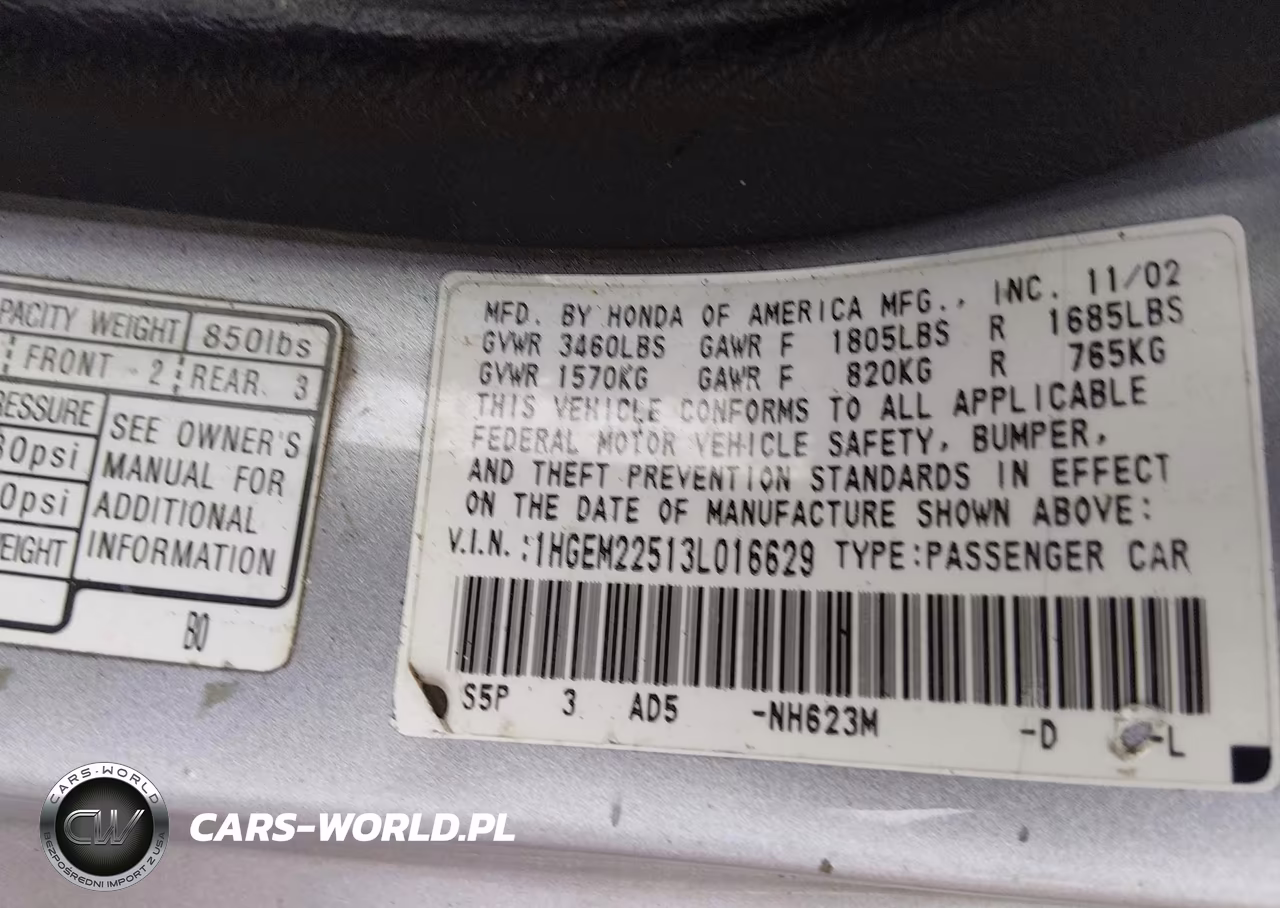 2003 Honda Civic Lx VIN:1HGEM22513L016629 - 9