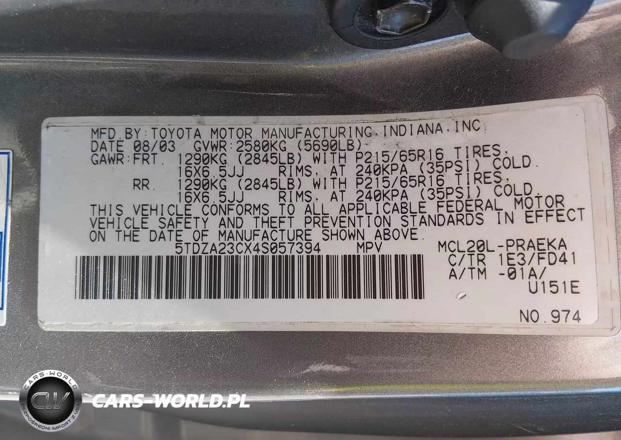 2004 Toyota Sienna Le VIN:5TDZA23CX4S057394 - 9
