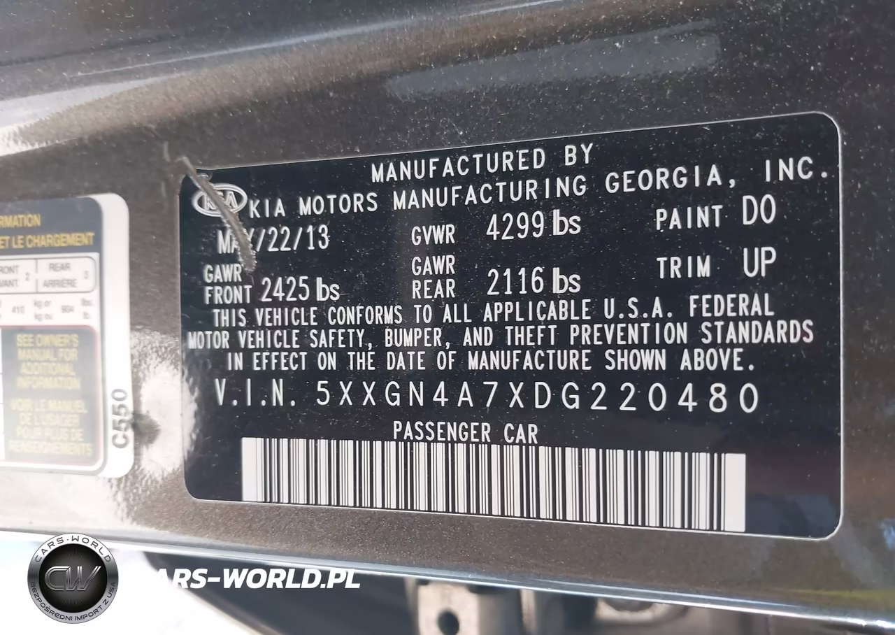 2013 Kia Optima Ex VIN:5XXGN4A7XDG220480 - 9