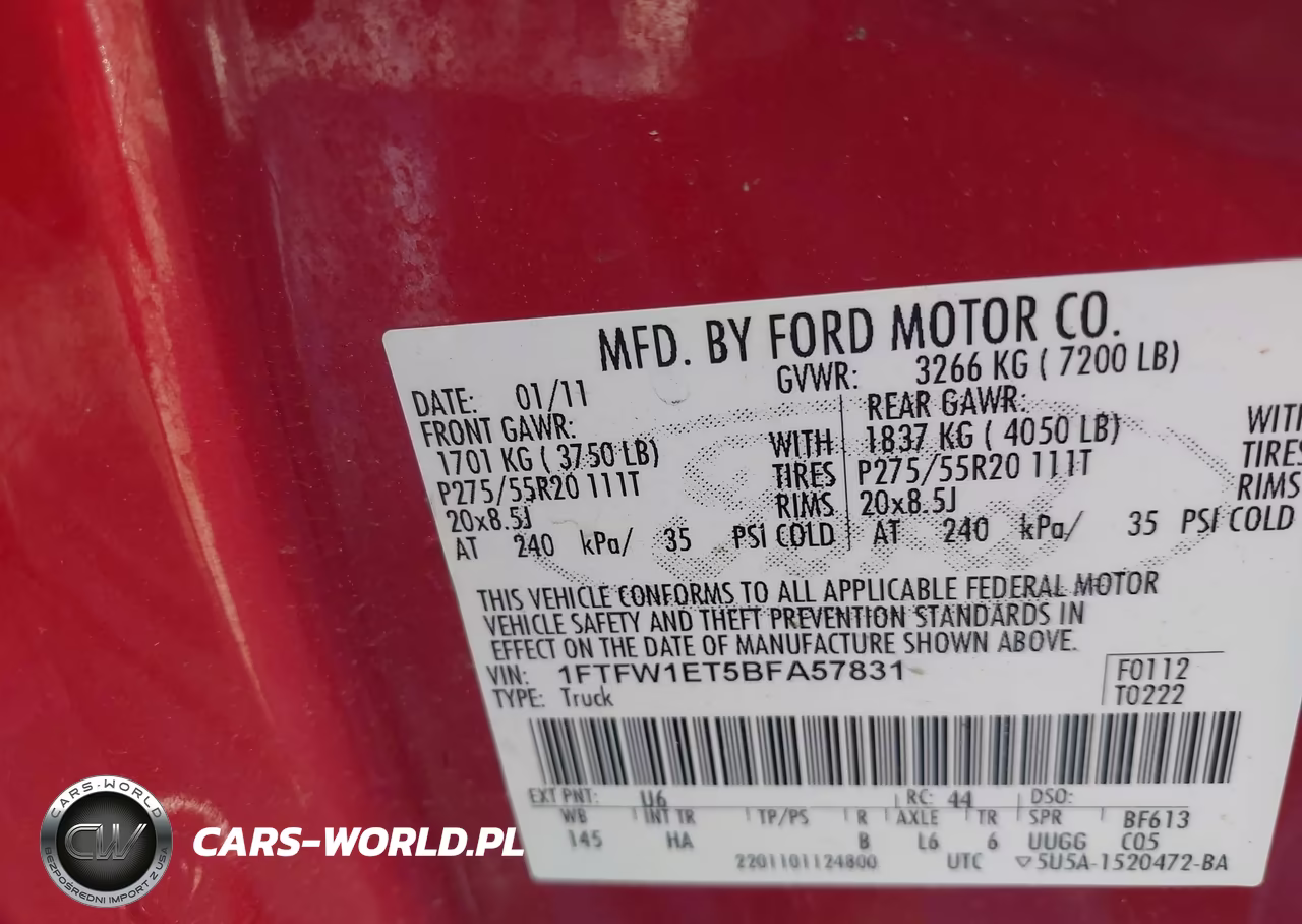 2011 Ford F-150 Lariat VIN:1FTFW1ET5BFA57831 - 9