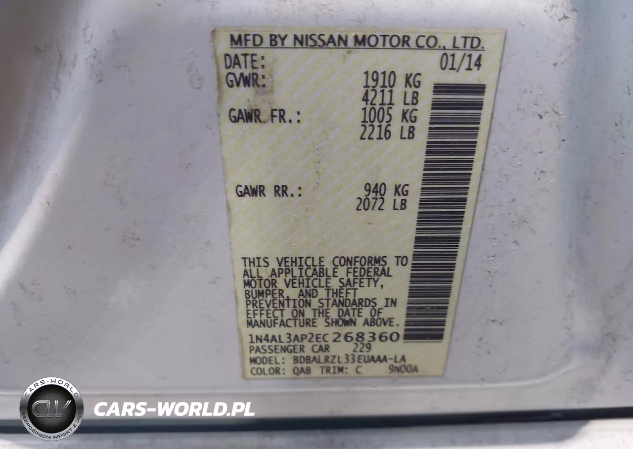 2014 Nissan Altima 2.5 S VIN:1N4AL3AP2EC268360 - 9