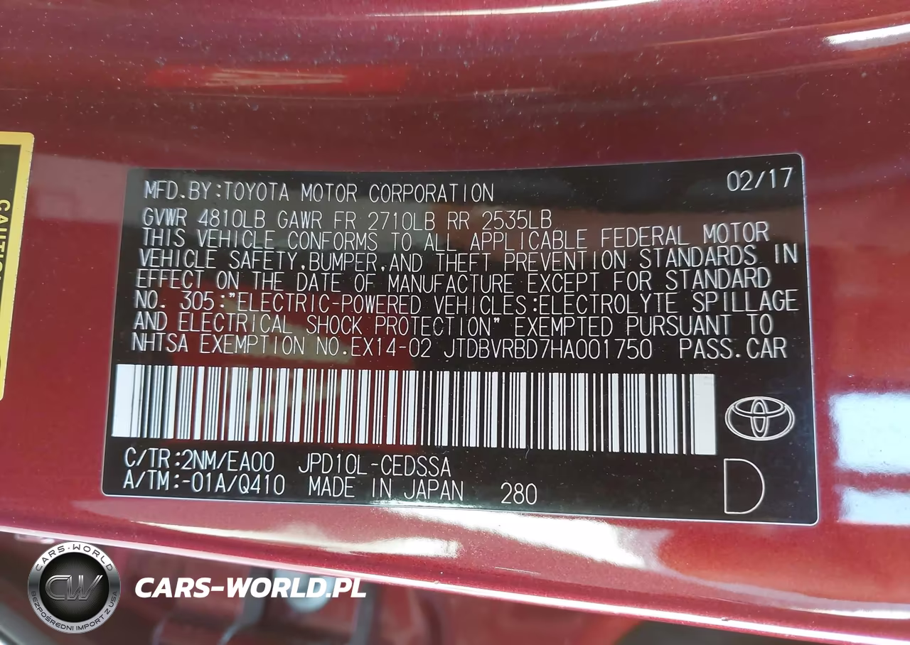 2017 Toyota Mirai VIN:JTDBVRBD7HA001750 - 9